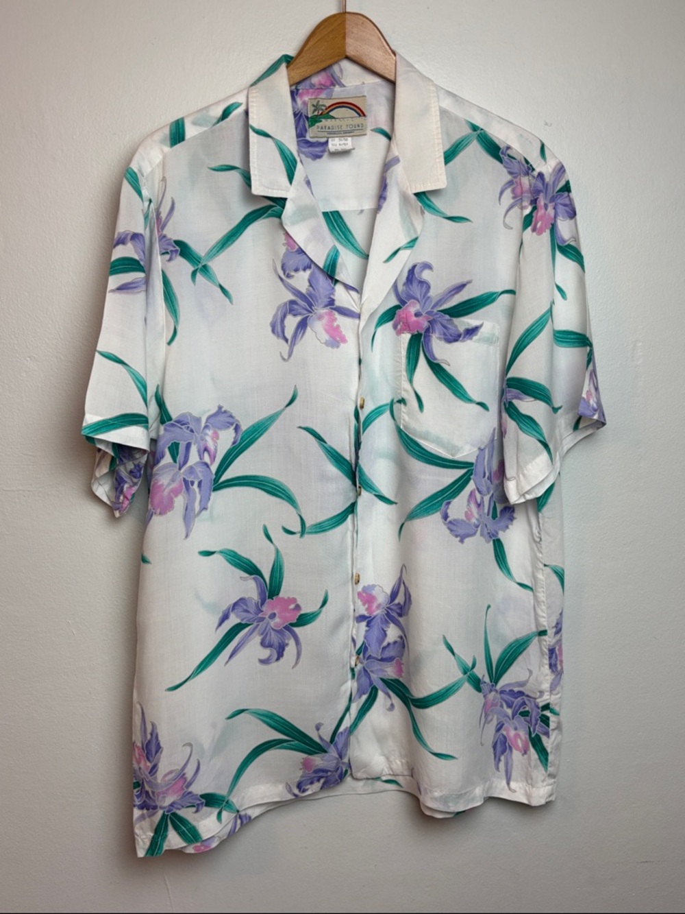 VTG Paradise Found Men’s XL Double Orchid Hawaiian Rayon‎ Shirt